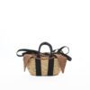 NATURAL - BLACK HDL - BROWN LINEN T POUCH